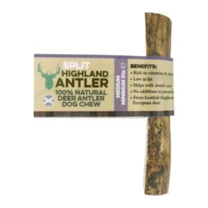Natural deer antler dog chew from Scotland.