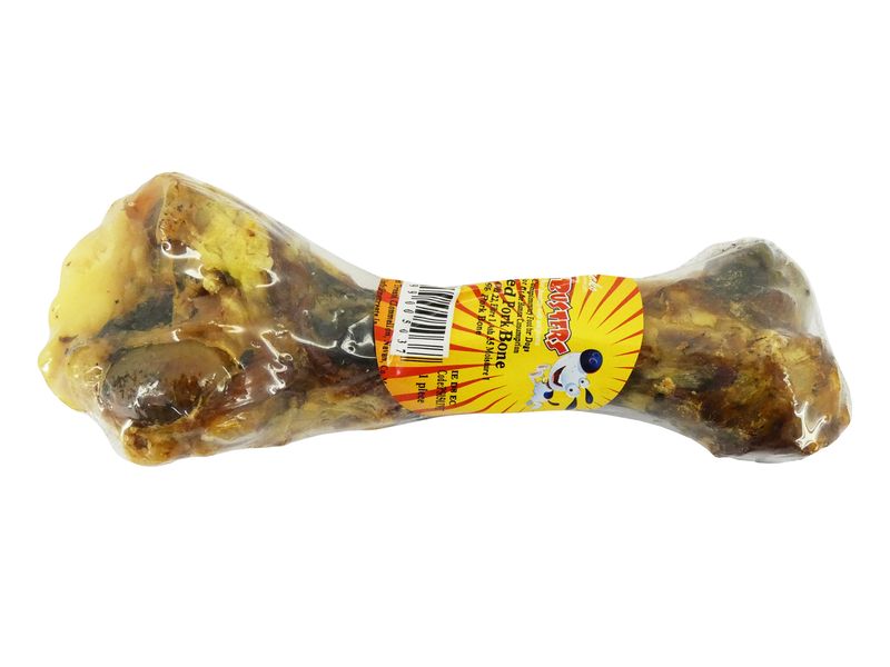 Packaged smoked dog bone treat for pets.