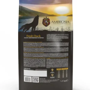 Ambrosia pet food, holistic Mediterranean duck flavour.